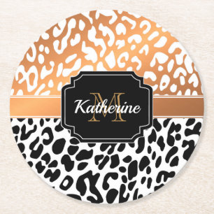 Cute Leopard Print Ronde Kartonnen Onderzetter