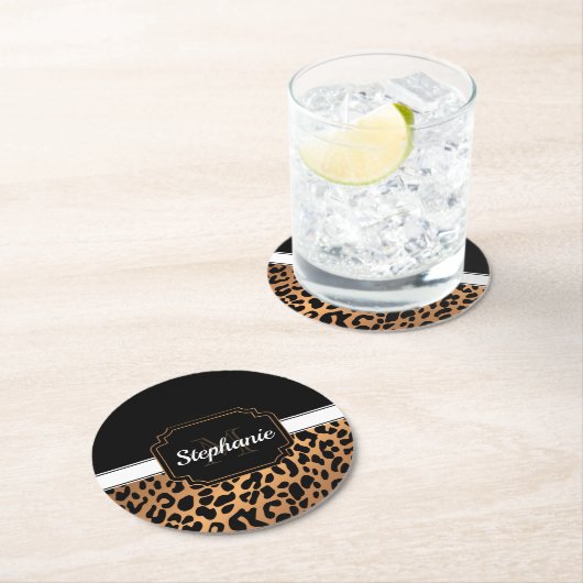 Cute Leopard Print Ronde Kartonnen Onderzetter (Insitu)