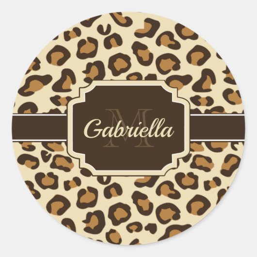 Cute Leopard Print Ronde Sticker (Voorkant)