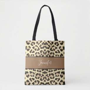 Cute Leopard Print Script Aangepast Tote Bag