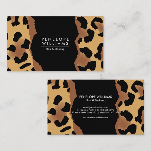 Cute Leopard Print Visitekaartje (Voorkant / Achterkant)