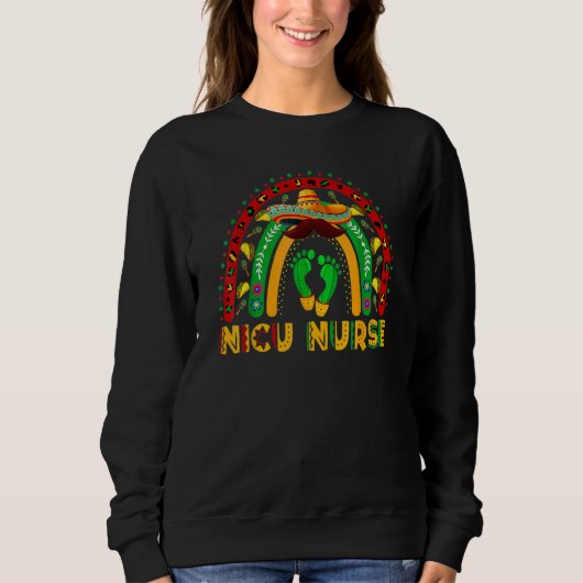 Cute Leopard Rainbow Cactus Nicu Nurse Cinco de Ma Trui (Voorkant)