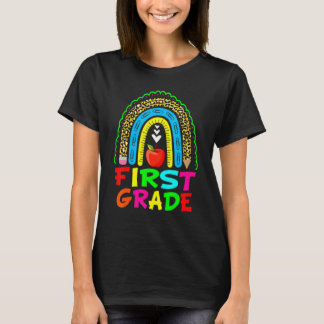 Cute Leopard Rainbow First Grade Teacher Back to S T-shirt