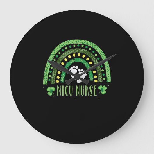 Cute Leopard Rainbow Nicu Nurse St Patricks Day T- Grote Klok (Voorkant)