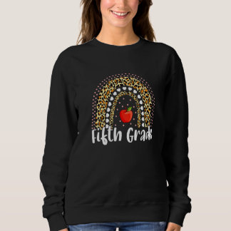Cute Leopard Rainbow Vijfde Grade Teacher Terug na Trui