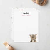 Cute Leopard Safari Animal Notitiekaartje (Voorkant / Achterkant in situ)