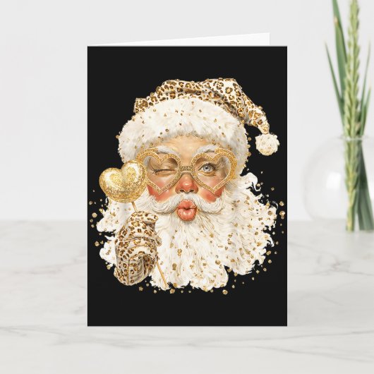 Cute Leopard Santa Claus Merry Christmas 2026 Prep Kaart (Voorkant)