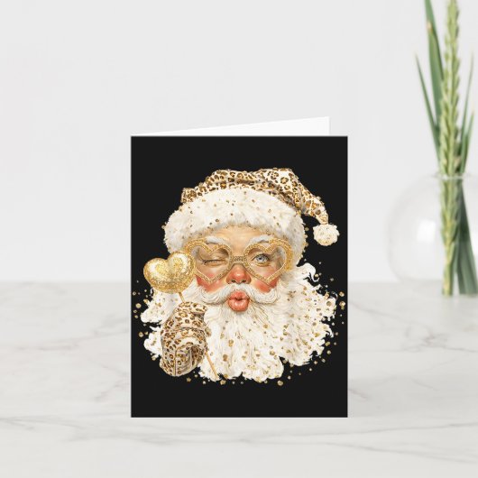 Cute Leopard Santa Claus Merry Christmas 2026 Prep Kaart (Voorkant)