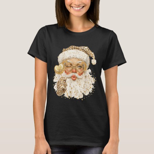 Cute Leopard Santa Claus Merry Christmas 2026 Prep T-shirt (Voorkant)