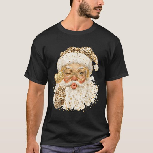 Cute Leopard Santa Claus Merry Christmas 2026 Prep T-shirt (Voorkant)