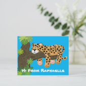 Cute leopard slaapcartoon afbeelding briefkaart (Staand voorkant)