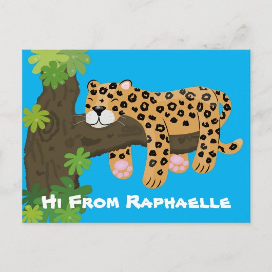 Cute leopard slaapcartoon afbeelding briefkaart (Voorkant)