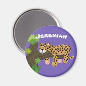 Cute leopard slaapcartoon afbeelding magneet (Voorkant / Achterkant)