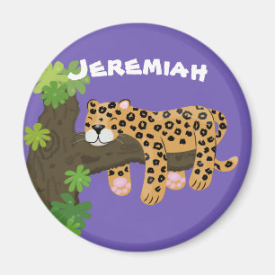 Cute leopard slaapcartoon afbeelding magneet