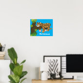 Cute leopard slaapcartoon afbeelding poster (Thuiskantoor)