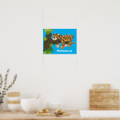 Cute leopard slaapcartoon afbeelding poster (Keuken)