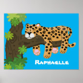 Cute leopard slaapcartoon afbeelding poster (Voorkant)
