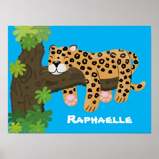 Cute leopard slaapcartoon afbeelding poster (Voorkant)