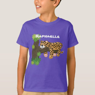 Cute leopard slaapcartoon afbeelding t-shirt