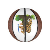 Cute leopard slapen in de cartoon afbeelding van d basketbal (Verticaal)