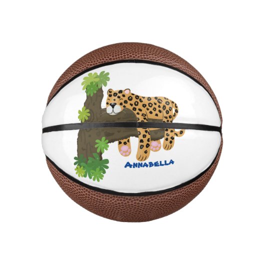 Cute leopard slapen in de cartoon afbeelding van d basketbal (Voorkant)