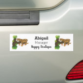 Cute leopard slapen in de cartoon afbeelding van d bumpersticker (Op auto)