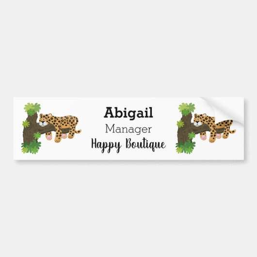 Cute leopard slapen in de cartoon afbeelding van d bumpersticker (Voorkant)