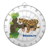 Cute leopard slapen in de cartoon afbeelding van d dartbord (Voorkant)