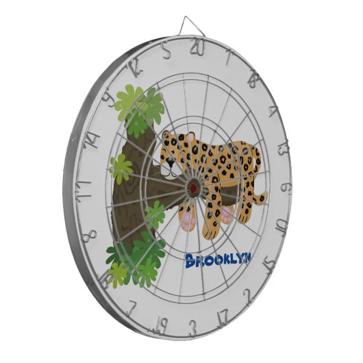 Cute leopard slapen in de cartoon afbeelding van d dartbord (Voorkant Links)