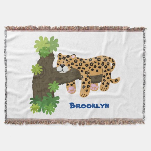 Cute leopard slapen in de cartoon afbeelding van d deken (Voorkant)