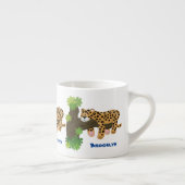 Cute leopard slapen in de cartoon afbeelding van d espresso kop (Rechts)