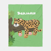 Cute leopard slapen in de cartoon afbeelding van d fleece deken (Voorkant)