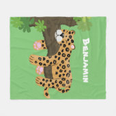 Cute leopard slapen in de cartoon afbeelding van d fleece deken (Voorkant (Horizontaal))