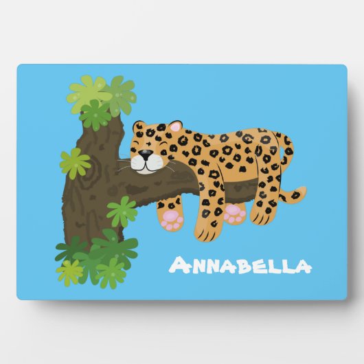 Cute leopard slapen in de cartoon afbeelding van d fotoplaat (voorkant)