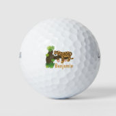 Cute leopard slapen in de cartoon afbeelding van d golfballen (Voorkant)