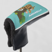 Cute leopard slapen in de cartoon afbeelding van d golfheadcover (3/4 voorkant)
