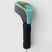 Cute leopard slapen in de cartoon afbeelding van d golfheadcover (Schuin)