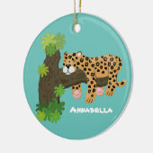 Cute leopard slapen in de cartoon afbeelding van d keramisch ornament (Links)