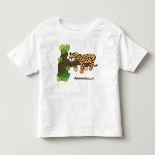 Cute leopard slapen in de cartoon afbeelding van d kinder shirts