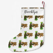 Cute leopard slapen in de cartoon afbeelding van d kleine kerstsok (Achterkant)