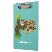 Cute leopard slapen in de cartoon afbeelding van d klembord (Links)