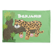 Cute leopard slapen in de cartoon afbeelding van d kussensloop (Achterkant)