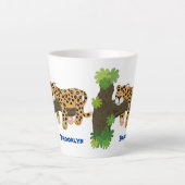 Cute leopard slapen in de cartoon afbeelding van d latte mok (Voorkant)
