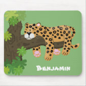 Cute leopard slapen in de cartoon afbeelding van d muismat (Voorkant)