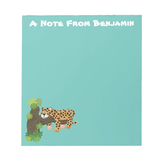 Cute leopard slapen in de cartoon afbeelding van d notitieblok (Voorkant)