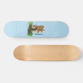 Cute leopard slapen in de cartoon afbeelding van d persoonlijk skateboard (Horizontaal)