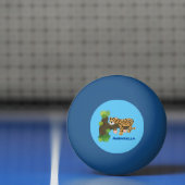 Cute leopard slapen in de cartoon afbeelding van d pingpongbal (Net)