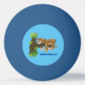Cute leopard slapen in de cartoon afbeelding van d pingpongbal (Achterkant)