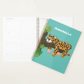 Cute leopard slapen in de cartoon afbeelding van d planner (Display)