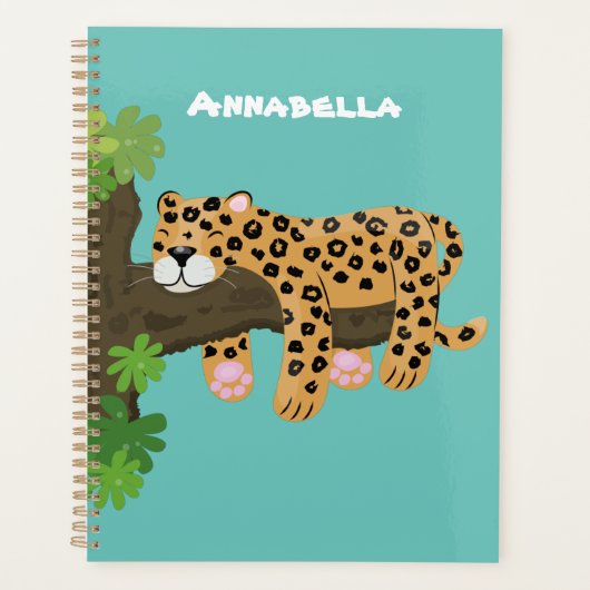 Cute leopard slapen in de cartoon afbeelding van d planner (Voorkant)